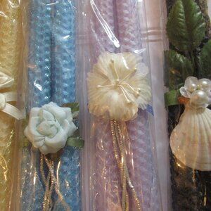7 pairs. 16" Spiral Tapers for the cost of 5. Bees Wax, Bridal, Handmade